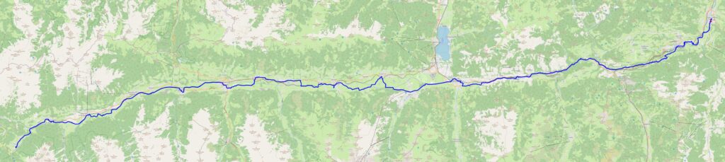 das Bild zeigt eine Landkarte mit der Route des 2.Tages